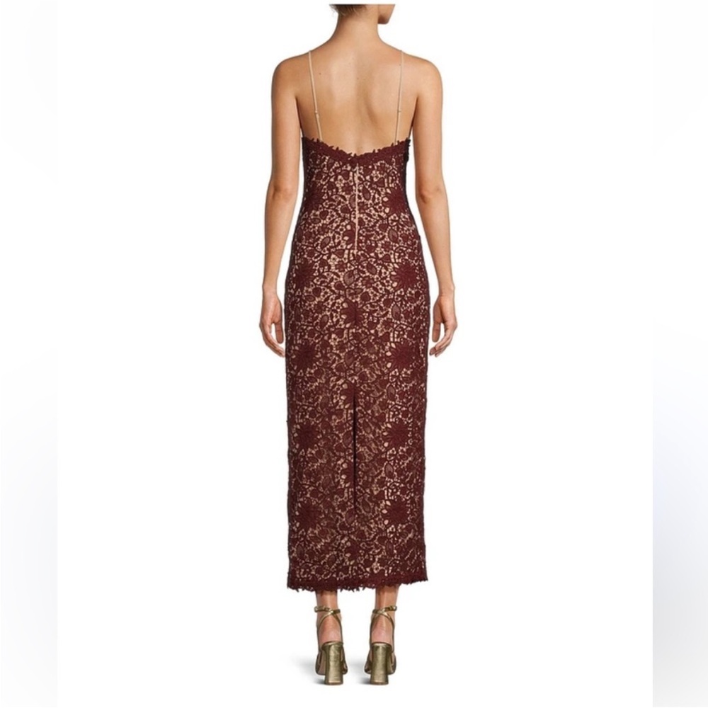 ANTONIO MELANI Burgundy Lace Midi Dress - Picture 3 of 6